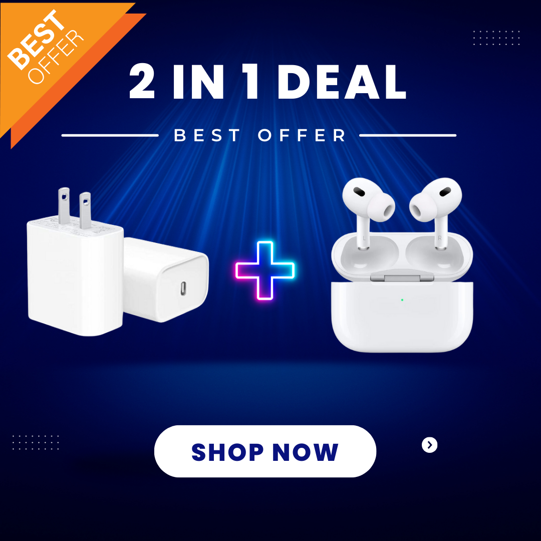 Iphone 20W Power Adapter Original 2 Pin + AirPods Pro 2 White with Buzzer