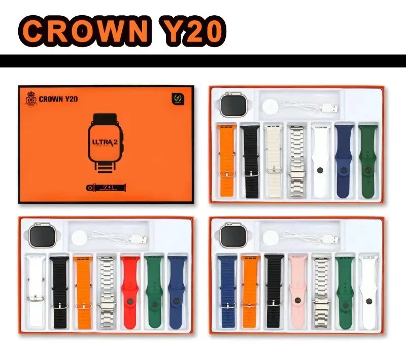 Crown Y20 / Y20 Ultra 2 Smart Watch With 7 Straps (7 in1)