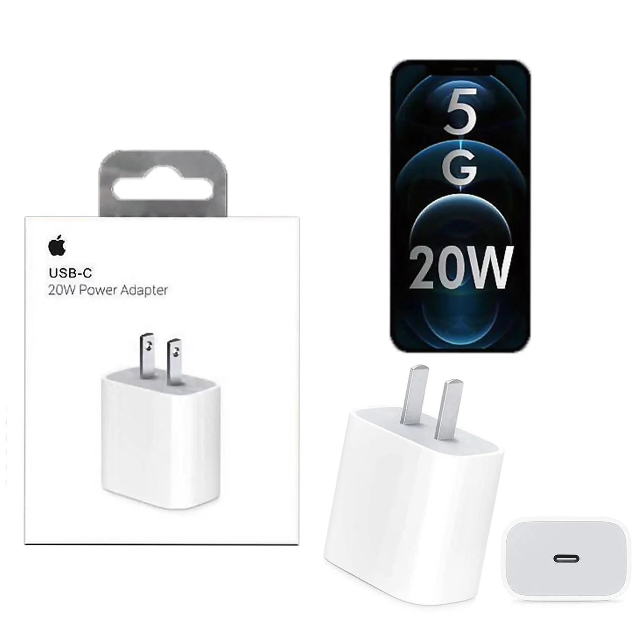 Iphone 20W Power Adapter Original 2 Pin + USB-C to Lightning Cable